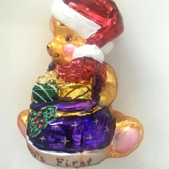 ✨NEW! Authentic Christopher Radko Limited TEDDY BEAR BABY Large Glass Ornament ✨ - Picture 2 of 10